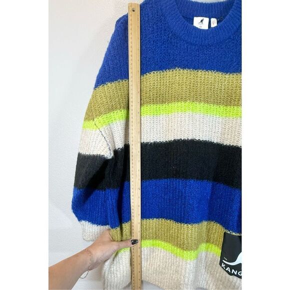NWOT Kangol X H&M Wool Blend Chunky Striped Knit Oversized Sweater Women's M - Picture 9 of 12